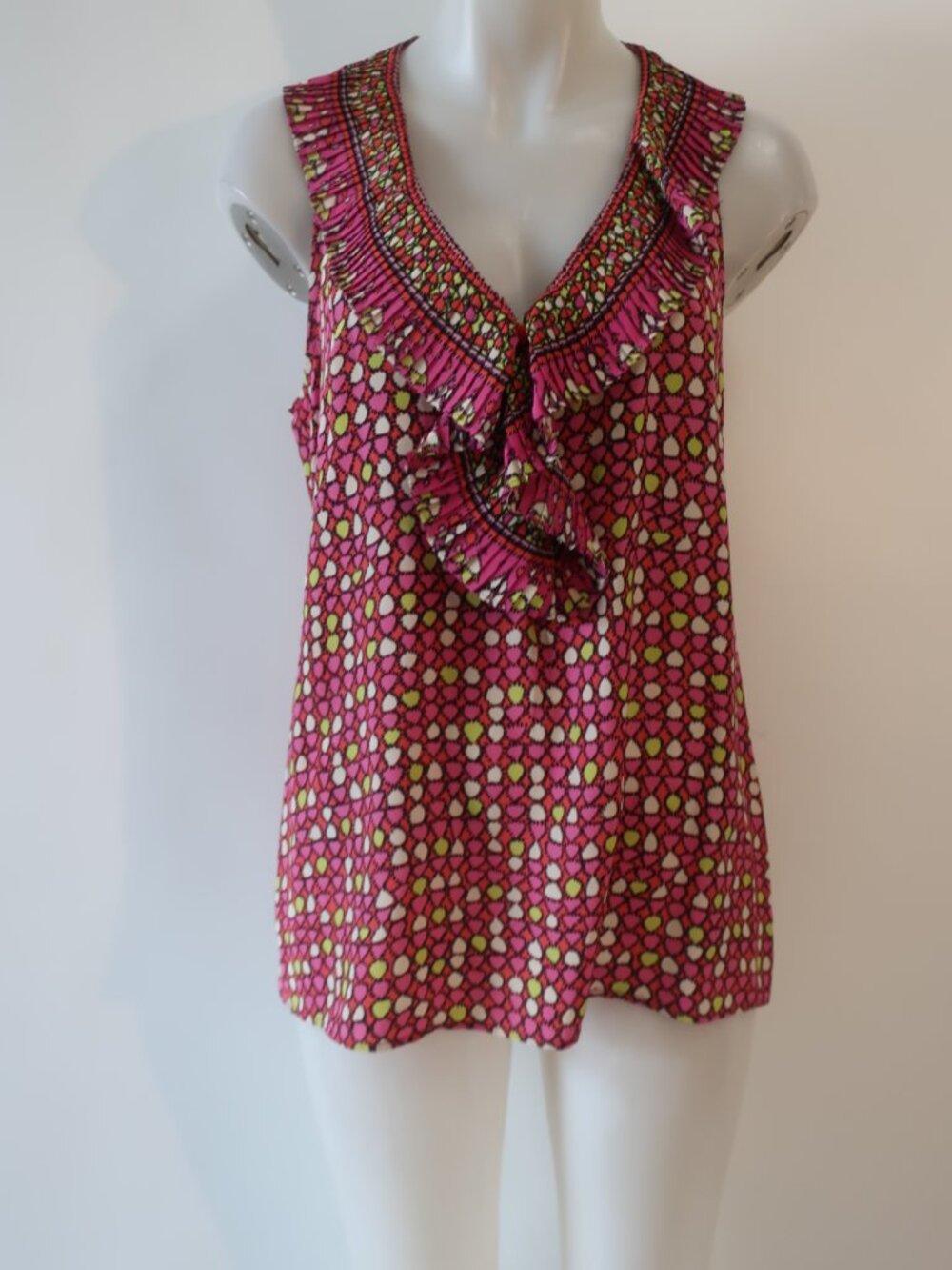 Womens Nanette Lepore (Item-57) Pure Silk V-Neck Mosaic Sleeveless Tank Top 8